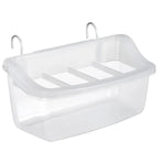 Clear Bird Feeder Box Parrot Food Dispenser Cage Sink Container Hanging Supplies
