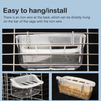Clear Bird Feeder Box Parrot Food Dispenser Cage Sink Container Hanging Supplies