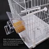 Bird Cage Feeder Hanging Clear Plastic Anti Spill with Hook - Close-Up Angle
