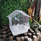 Bird Cage Feeder Hanging Clear Plastic Anti Spill with Hook - Low Angle