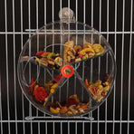 Parrot Foraging Toy Bird Chew Wheel Food Dispenser Divider Box Cage Accessory - Purple