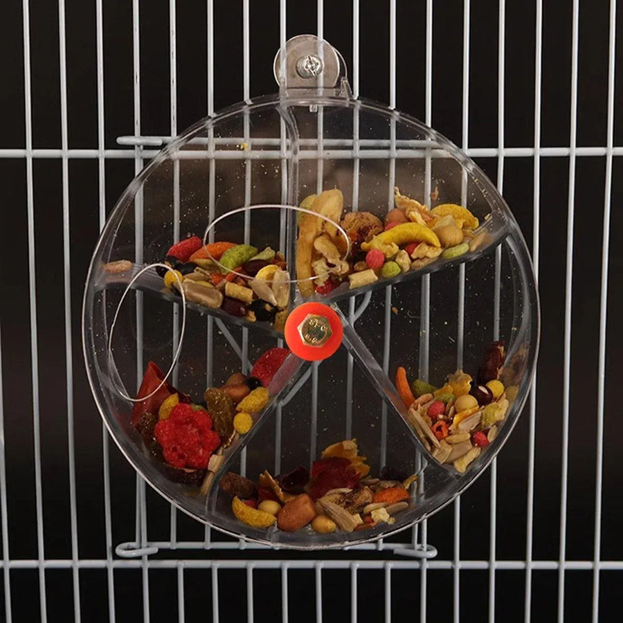 Parrot Foraging Toy Bird Chew Wheel Food Dispenser Divider Box Cage Accessory - Purple