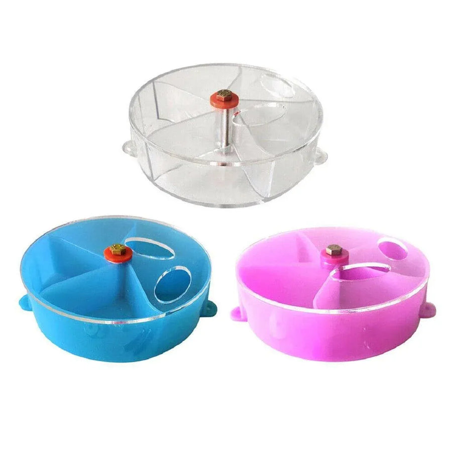 Parrot Foraging Toy Bird Chew Wheel Food Dispenser Divider Box Cage Accessory - Transparent