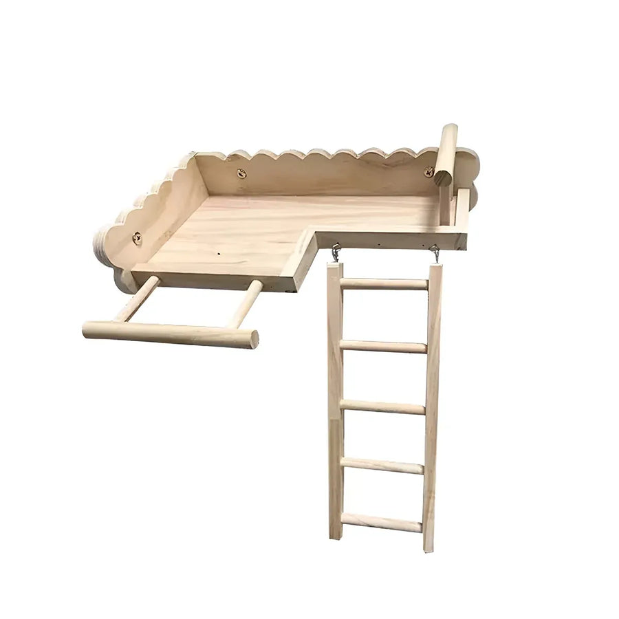 Parrot Wooden Climbing Ladder Platform Bed Stand Toy Bird Cage Resting Training