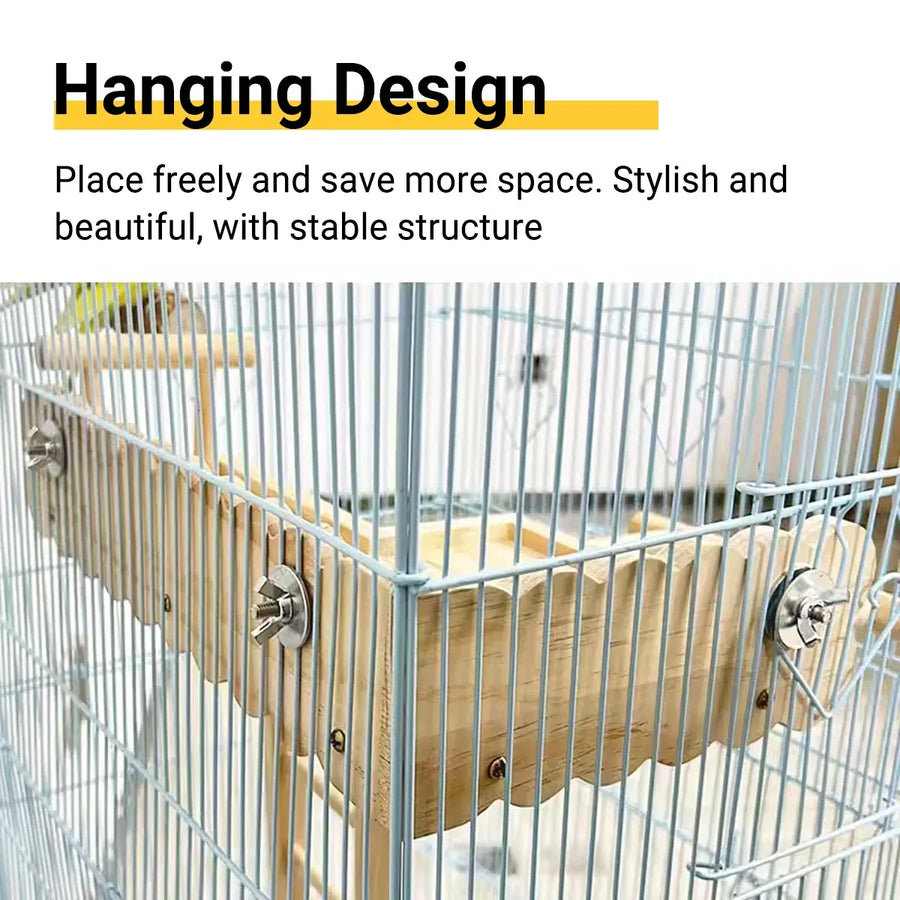 Parrot Wooden Climbing Ladder Platform Bed Stand Toy Bird Cage Resting Training