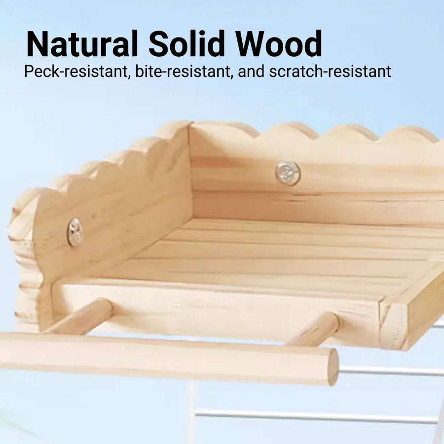 Parrot Wooden Climbing Ladder Platform Bed Stand Toy Bird Cage Resting Training