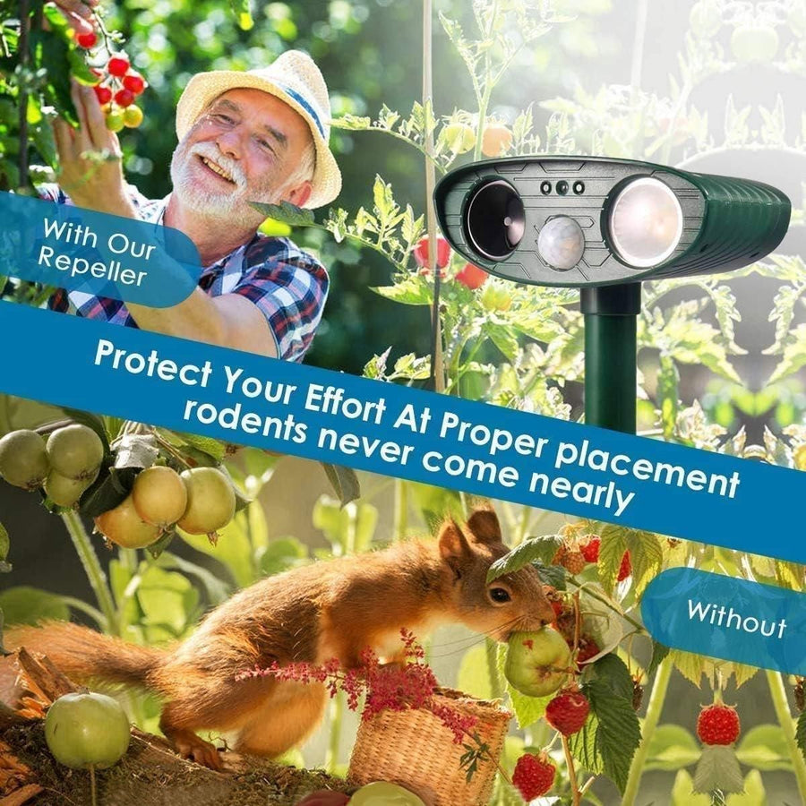 Solar Powered Ultrasonic Animal Bird Repeller Outdoor Pest Insect Control Device