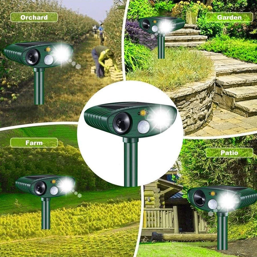 Solar Powered Ultrasonic Animal Bird Repeller Outdoor Pest Insect Control Device