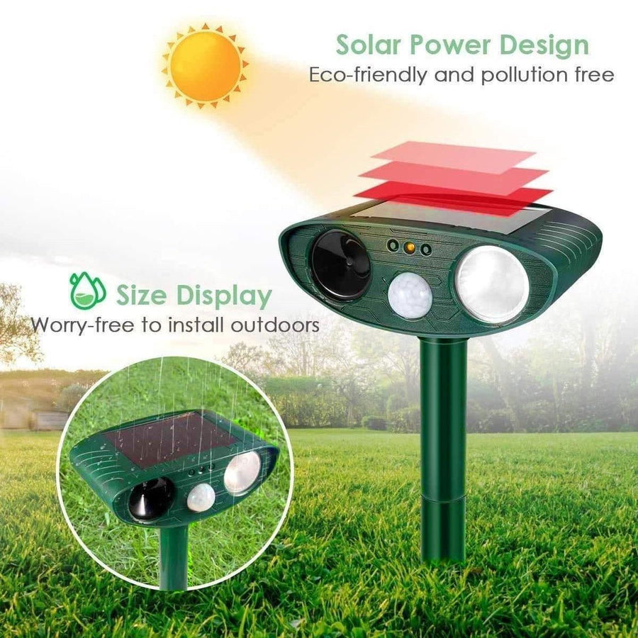Solar Powered Ultrasonic Animal Bird Repeller Outdoor Pest Insect Control Device
