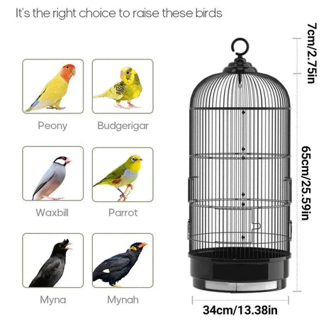 Round Bird Cage Metal Cage Large Pet Birdcage Indoor Outdoor Parrot, image 3