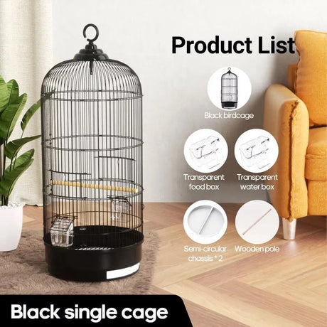 Round Bird Cage Metal Cage Large Pet Birdcage Indoor Outdoor Parrot, image 4