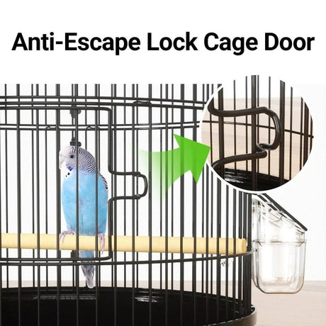 Round Bird Cage Metal Cage Large Pet Birdcage Indoor Outdoor Parrot, image 6