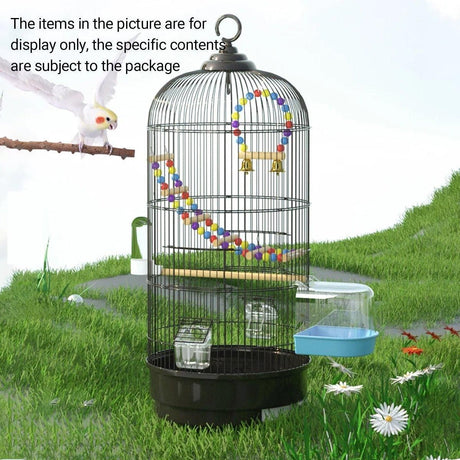 Round Bird Cage Metal Cage Large Pet Birdcage Indoor Outdoor Parrot, image 11