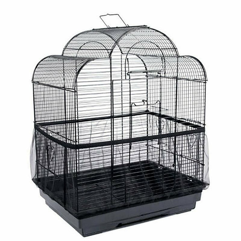 L Size Shell Skirt Mesh Cover Pet Bird Cage Guard Nylon Net Seed Catcher - White