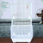L Size Shell Skirt Mesh Cover Pet Bird Cage Guard Nylon Net Seed Catcher - White
