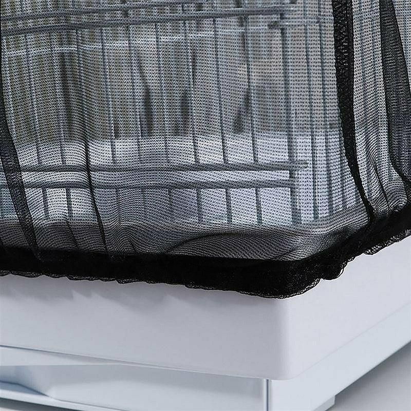 L Size Shell Skirt Mesh Cover Pet Bird Cage Guard Nylon Net Seed Catcher - White