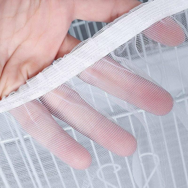 L Size Shell Skirt Mesh Cover Pet Bird Cage Guard Nylon Net Seed Catcher - White
