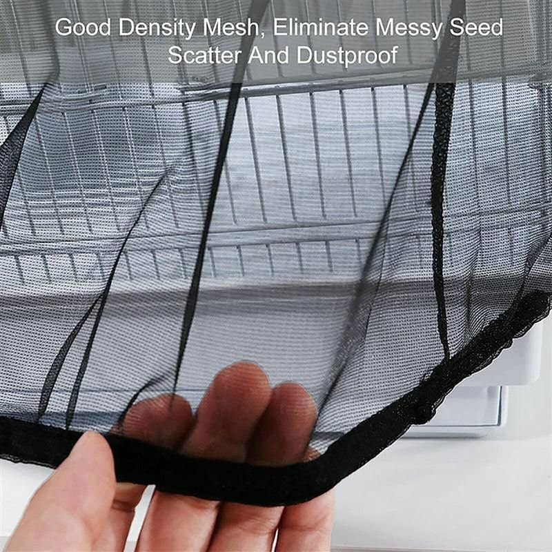 L Size Shell Skirt Mesh Cover Pet Bird Cage Guard Nylon Net Seed Catcher - White
