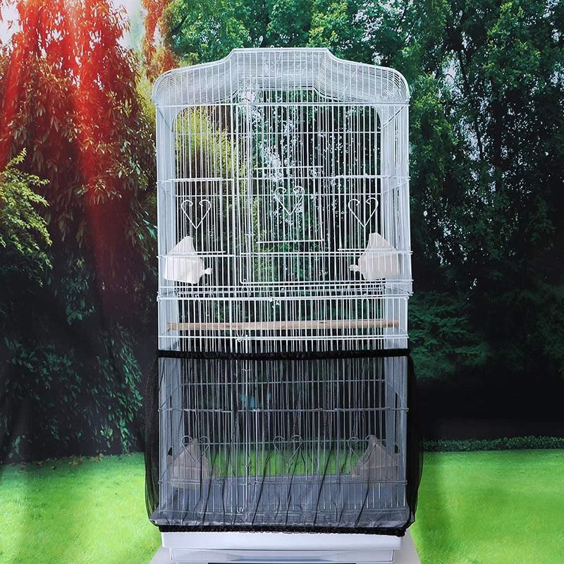 L Size Shell Skirt Mesh Cover Pet Bird Cage Guard Nylon Net Seed Catcher - White