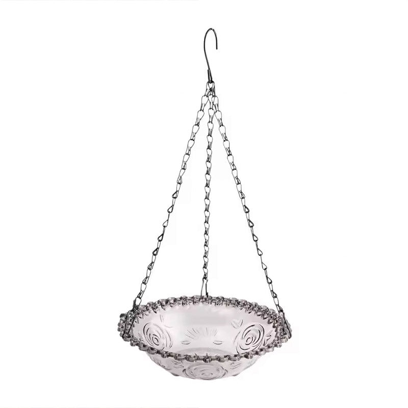 Balcony Bird Feeder Hanging Rail Mount Outdoor Suspended Feeding Station Garden - Grey