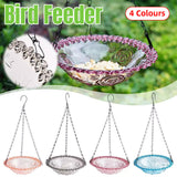 Balcony Bird Feeder Hanging Rail Mount Outdoor Suspended Feeding Station Garden - Pink