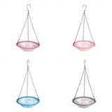 Balcony Bird Feeder Hanging Rail Mount Outdoor Suspended Feeding Station Garden - Pink - Front View