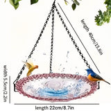 Balcony Bird Feeder Hanging Rail Mount Outdoor Suspended Feeding Station Garden - Pink - Side View