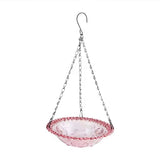 Balcony Bird Feeder Hanging Rail Mount Outdoor Suspended Feeding Station Garden - Pink - Low Angle