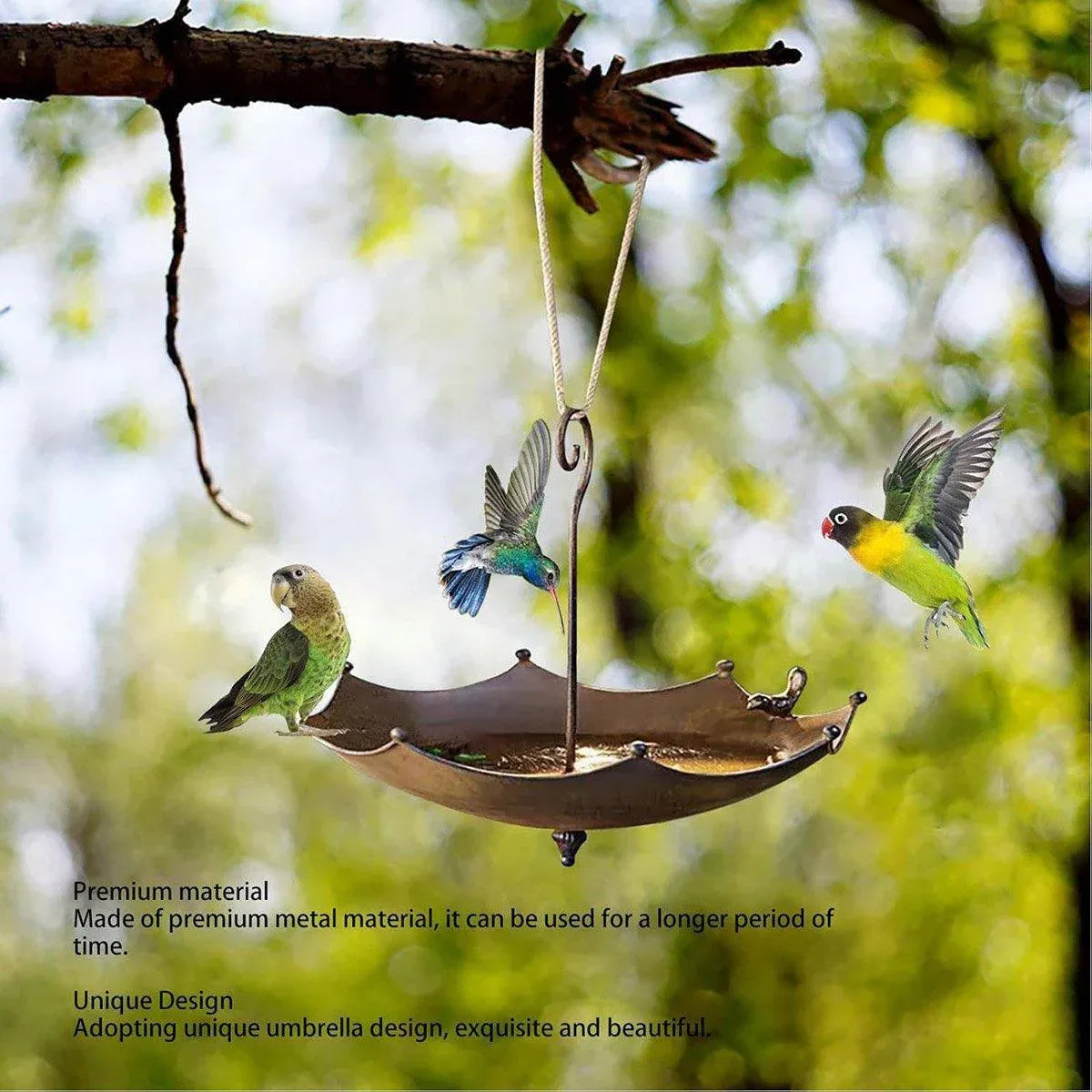 Metal Home Decoration Garden Umbrella Bird Bath Feeder Bird Trough Bird Feeders