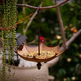 Metal Home Decoration Garden Umbrella Bird Bath Feeder Bird Trough Bird Feeders - Rear View