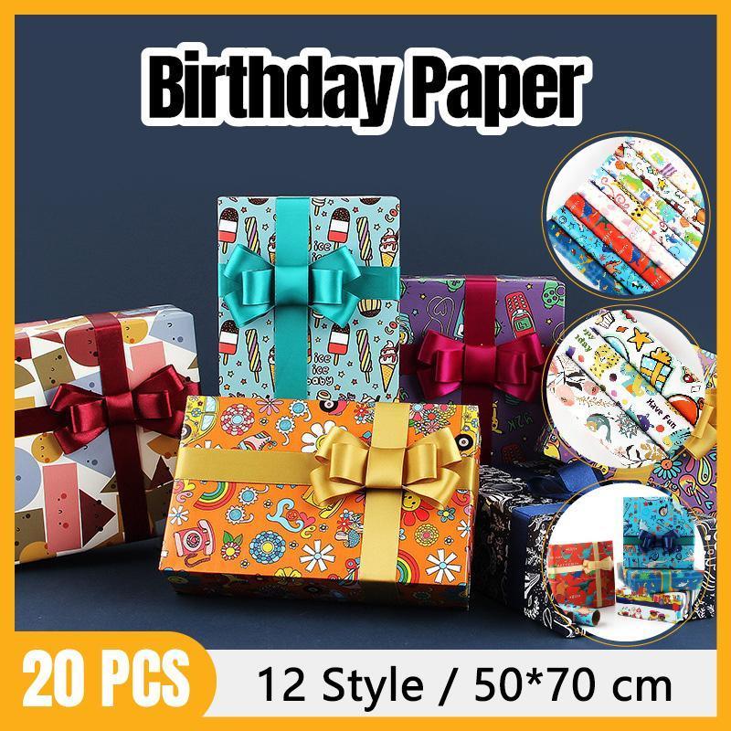20pcs Cute Animal Cartoon Gift Wrapping Paper for Toys Bookskin and Crafts - Unicorns-20PCS