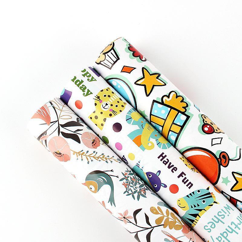 20pcs Cute Animal Cartoon Gift Wrapping Paper for Toys Bookskin and Crafts - Blue shell-20PCS
