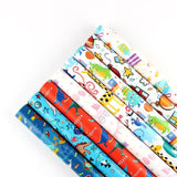 20pcs Cute Animal Cartoon Gift Wrapping Paper for Toys Bookskin and Crafts - Blue Car-20PCS - Front View
