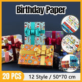 20pcs Cute Animal Cartoon Gift Wrapping Paper for Toys Bookskin and Crafts - Blue Dinosaurs-20PCS - Front View