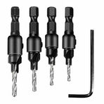 4PCS Screw Countersink Bit Set Pilot Holre Drill Metal Plastic Wood Hex Shank - Silver