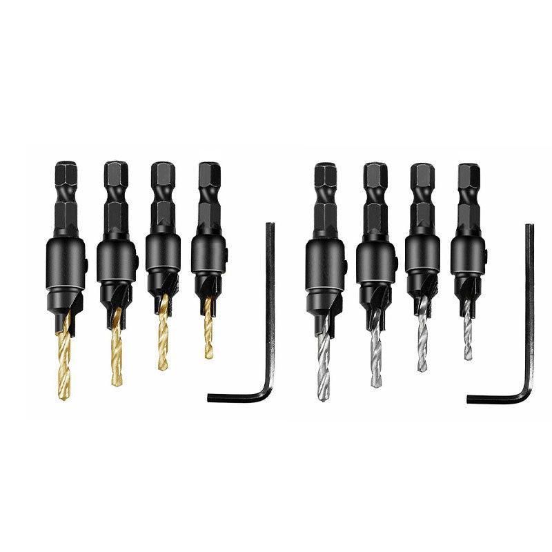 4PCS Screw Countersink Bit Set Pilot Holre Drill Metal Plastic Wood Hex Shank - Silver