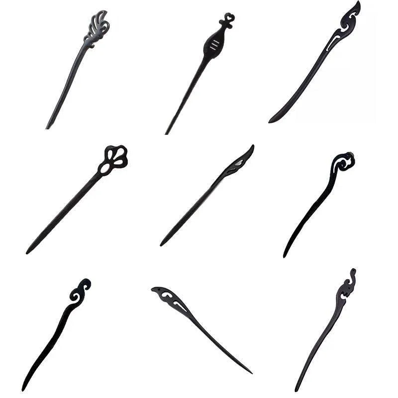 Retro Wooden Carved Hair Sticks Women Hairpin Barrette Chopsticks Accessories - B
