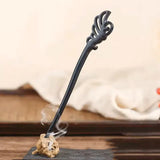 Retro Wooden Carved Hair Sticks Women Hairpin Barrette Chopsticks Accessories - B - Rear View