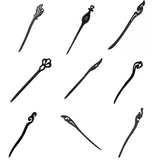 Retro Wooden Carved Hair Sticks Women Hairpin Barrette Chopsticks Accessories - D - Side View