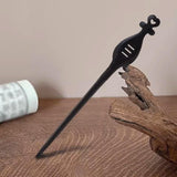Retro Wooden Carved Hair Sticks Women Hairpin Barrette Chopsticks Accessories - D - Close-Up Angle