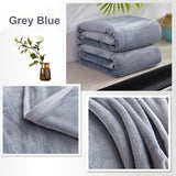 Soft Winter Flannel Blanket for Office Home Lunch Break Warm Cozy Throw Blanket - Grey Blue - Top-Down View