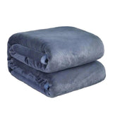 Soft Winter Flannel Blanket for Office Home Lunch Break Warm Cozy Throw Blanket - Grey Blue - Rear View