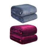 Soft Winter Flannel Blanket for Office Home Lunch Break Warm Cozy Throw Blanket - Wine Red - Front View