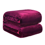 Soft Winter Flannel Blanket for Office Home Lunch Break Warm Cozy Throw Blanket - Wine Red - Close-Up Angle