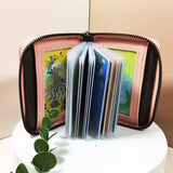 Compact Zipper Organ Card Cover Holder Wallet ID Bag Short Coin Purse Pockets - Black - Close-Up Angle