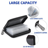 Compact Zipper Organ Card Cover Holder Wallet ID Bag Short Coin Purse Pockets - Black - Extra Image