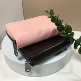 Compact Zipper Organ Card Cover Holder Wallet ID Bag Short Coin Purse Pockets - Black - Extra Image