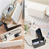 Large Cable Wire Storage Box Case Cord Management Socket Tidy Organizer with Lid - Black M - Top-Down View