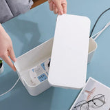 Large Cable Wire Storage Box Case Cord Management Socket Tidy Organizer with Lid - Black M