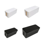 Large Cable Wire Storage Box Case Cord Management Socket Tidy Organizer with Lid - Black S
